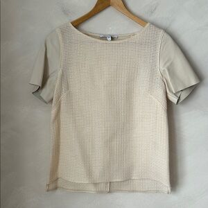 Cream Waffle Knit Short Sleeve Top by (Judith & Charles)